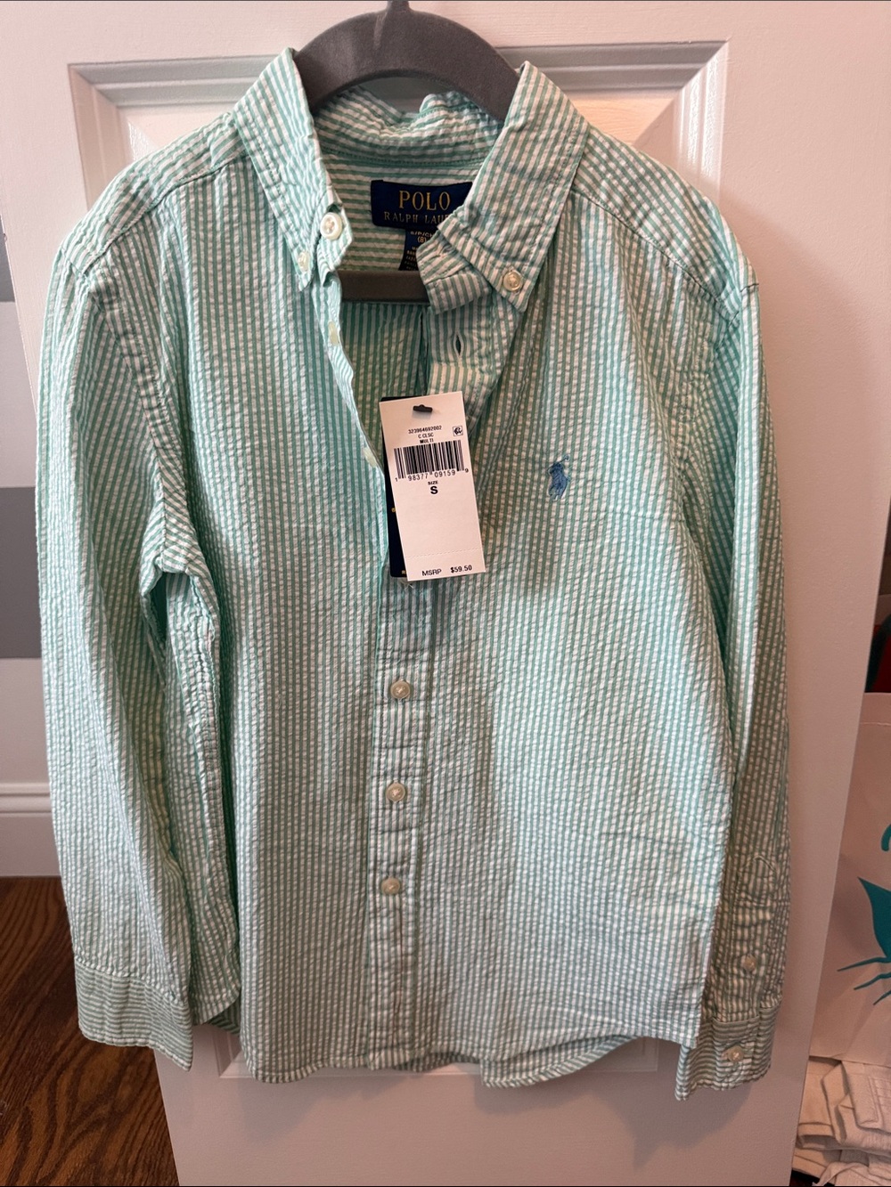 Polo by Ralph Lauren Mint & White Seersucker Button-Down Shirt